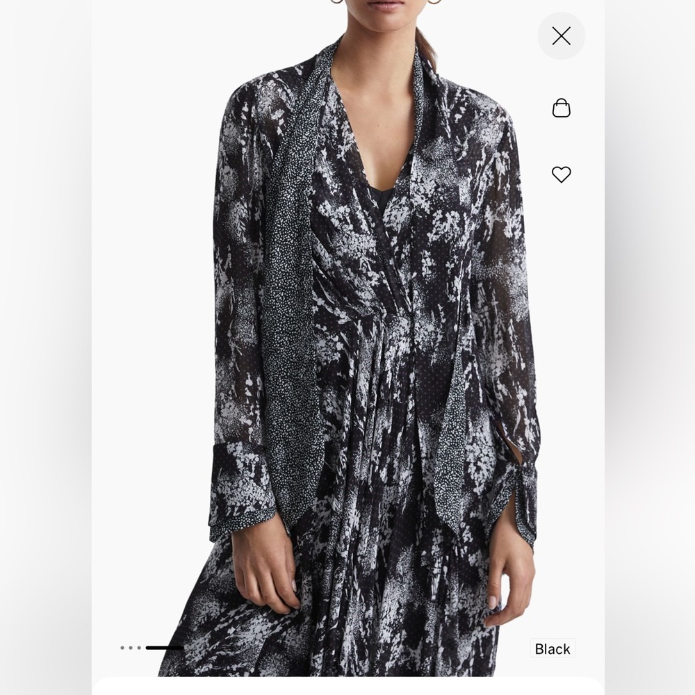 Reiss Callie Printed Tie-Neck Midi-Dress
